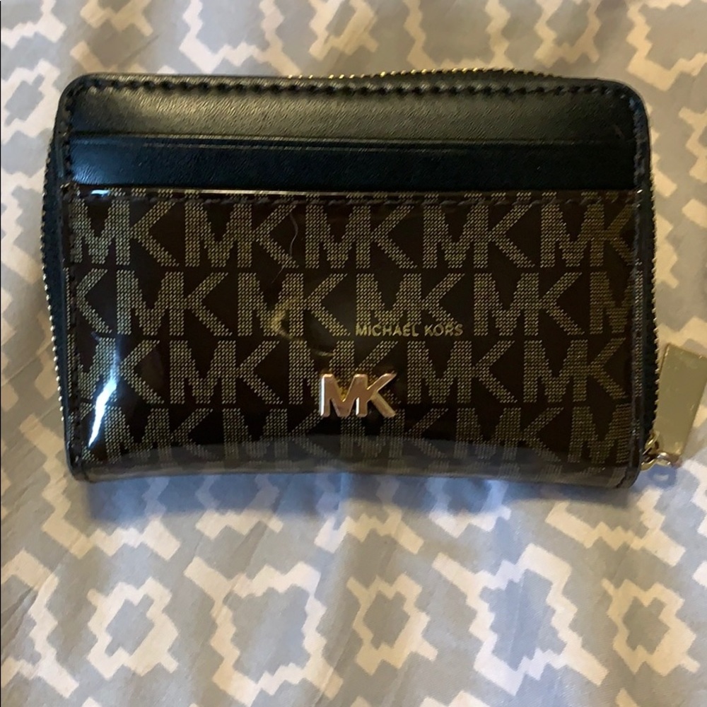 Michael Kors brown and gold logo wallet